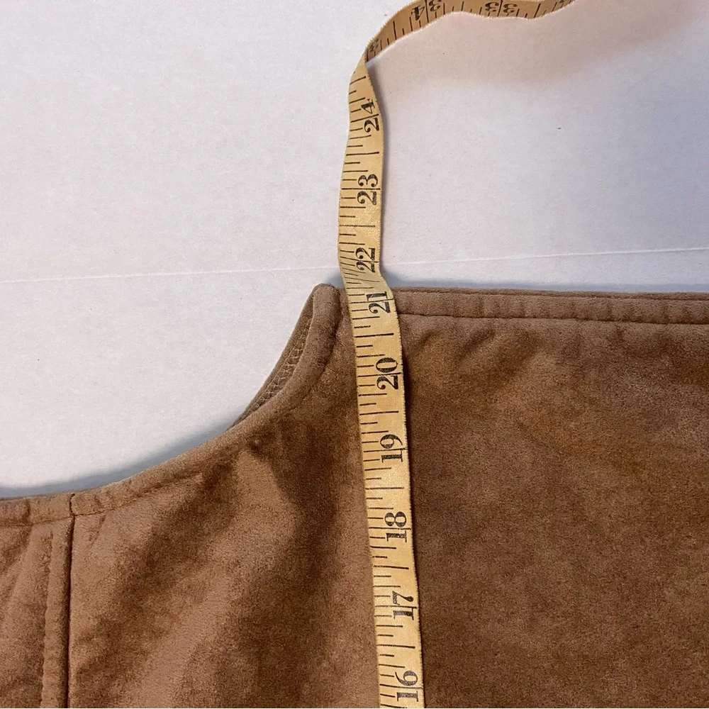 Women's County Clothing Co Faux Suede Brown Vest with Black Collar‎ XL